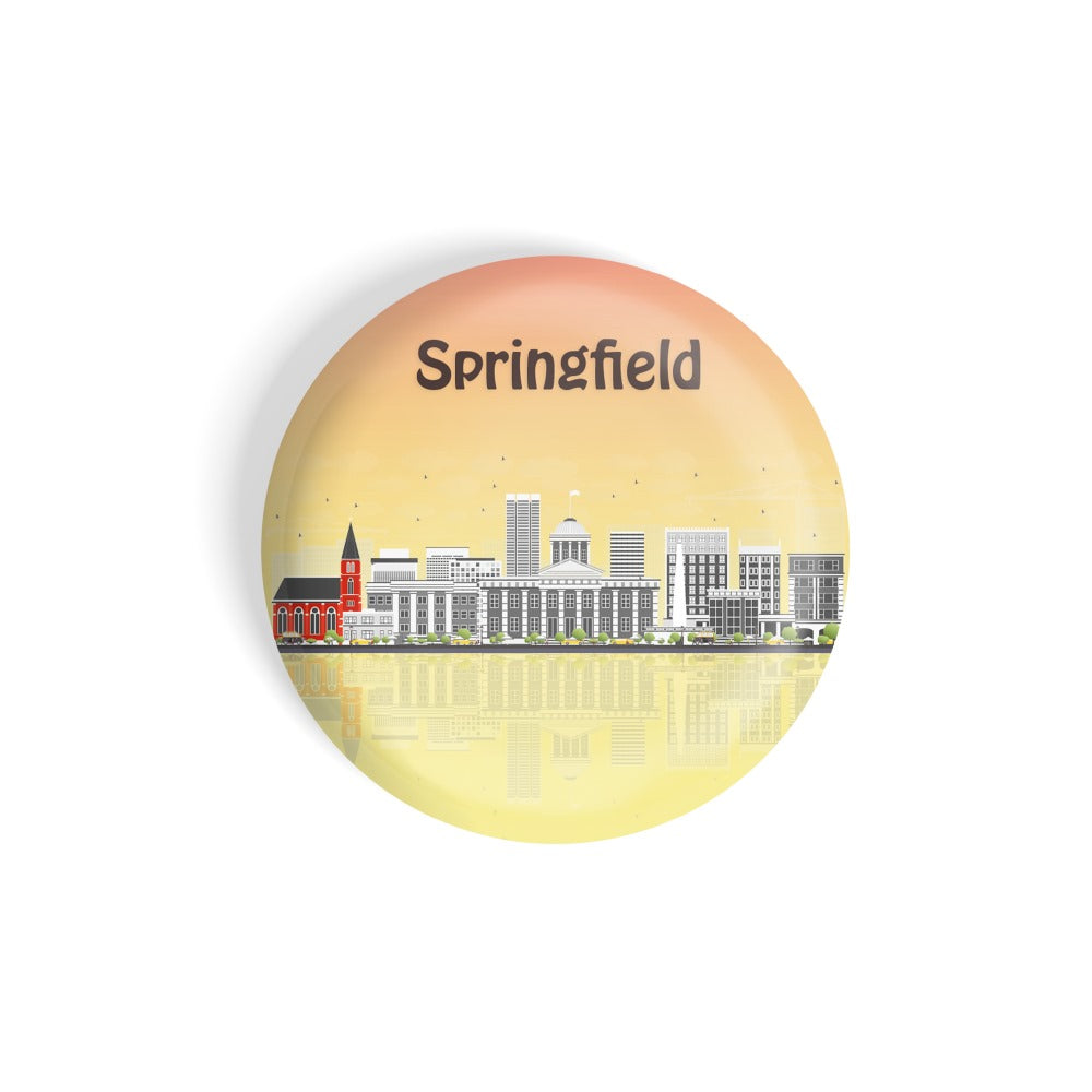dhcrafts Round Fridge Magnet Multicolour Places Springfield City In Massachusetts Glossy Finish Design Pack of 1 (58 mm)